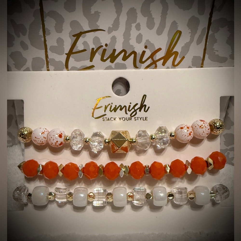 New ERIMISH Bravelets - 3 pc Stack - Orange & White